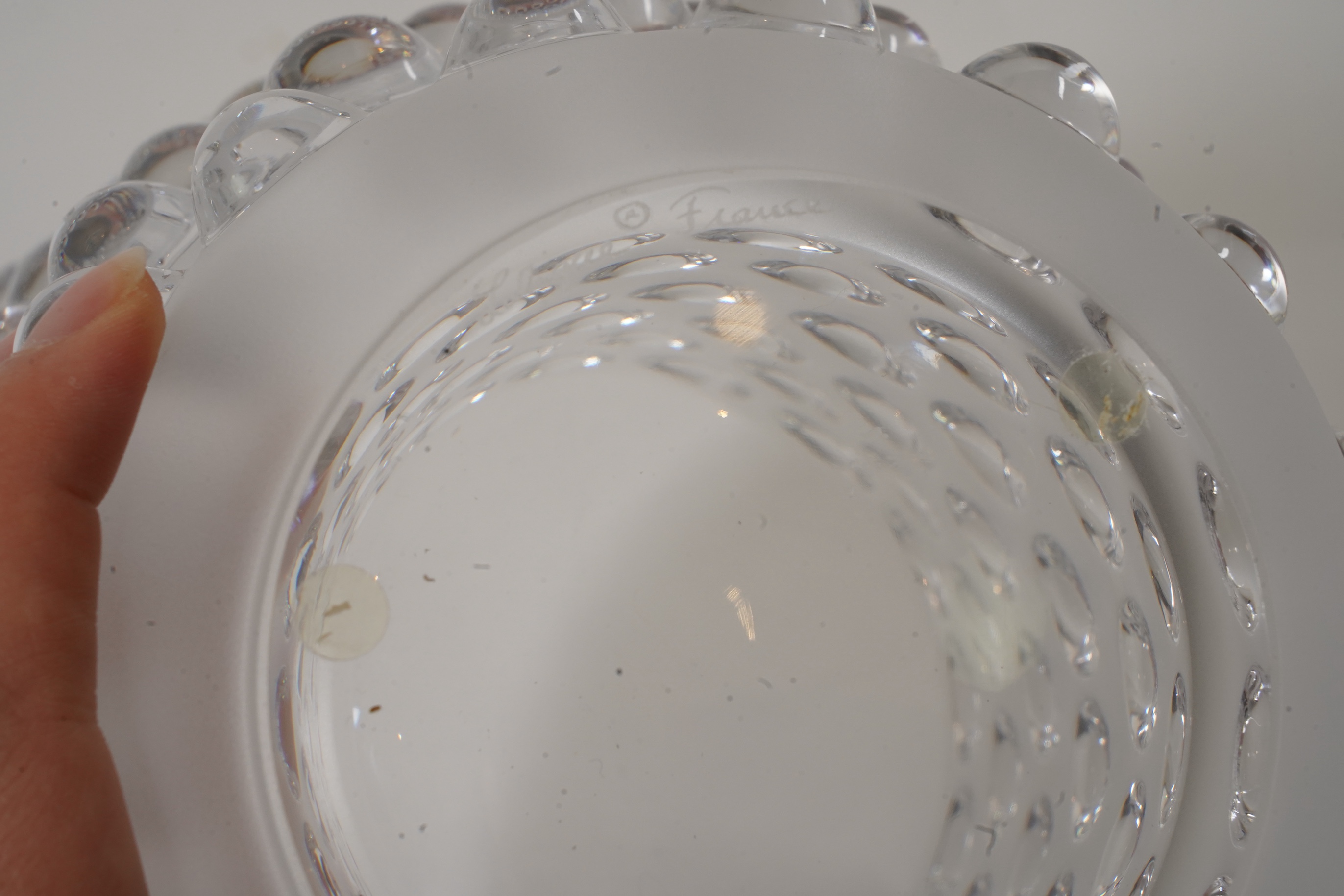 Lalique, France: A clear and frosted glass 'Mossi' vase